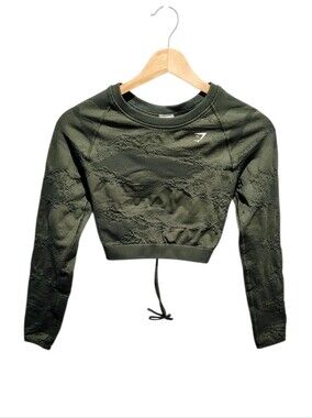 Gymshark Adapt Camo Seamless Lace Up Back Top Medium Activewear